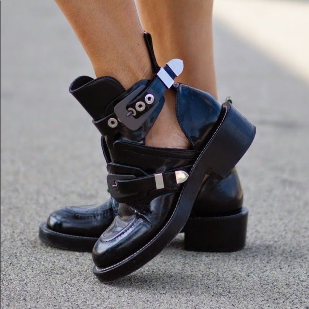 Black cut out ankle boots